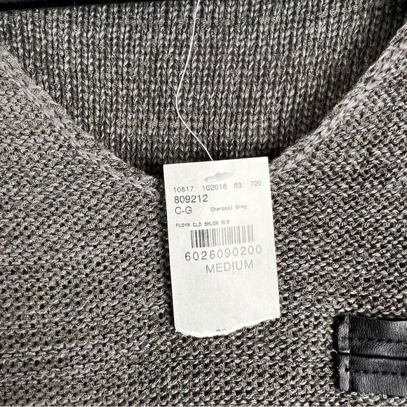 Daytrip Sweater womens medium charcoal gray cold shoulder open weave knit NWT - Picture 4 of 12